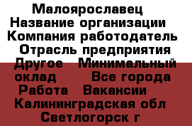 Малоярославец › Название организации ­ Компания-работодатель › Отрасль предприятия ­ Другое › Минимальный оклад ­ 1 - Все города Работа » Вакансии   . Калининградская обл.,Светлогорск г.